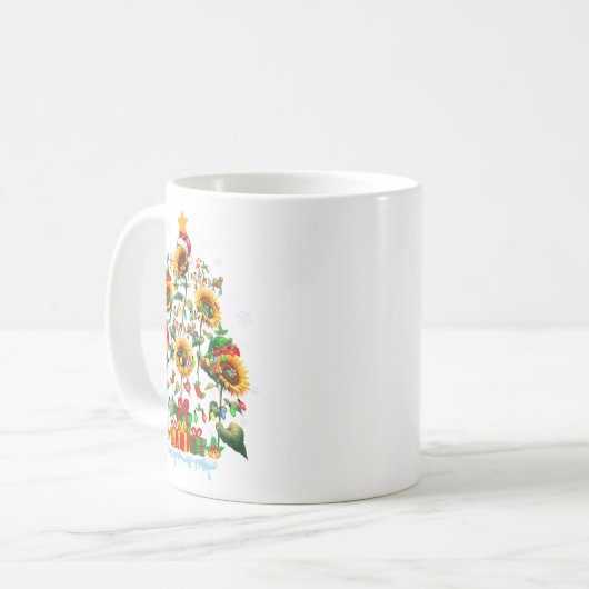 Santa Reindeer Elf Sunflowers As Xmas Tree Flowers Kaffeetasse (Vorderseite Links)