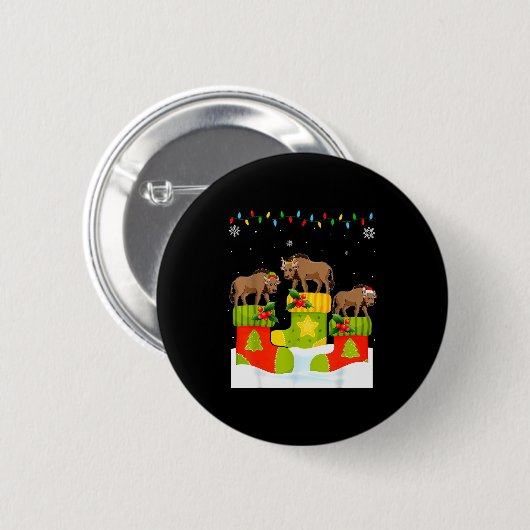 Santa Reindeer Elf Wildebeest In Christmas Socks U Button (Vorne & Hinten)