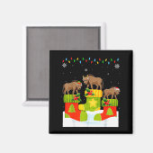 Santa Reindeer Elf Wildebeest In Christmas Socks U Magnet (Vorderseite/Rückseite)