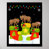 Santa Reindeer Elf Wildebeest In Christmas Socks U Poster (Vorne)