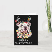 Santa Reindeer English Bulldog Dog Christmas Light Karte (Vorderseite)