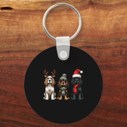 Santa Reindeer Er Spaniel Christmas Er Lover Pajam Schlüsselanhänger (Vorderseite)
