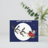 Santa & Reindeer Feiertagspostkarte (Stehend Vorderseite)