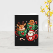 Santa Reindeer Gingerbread Faux Yarn Christmas  Karte (Gelbe Blume)