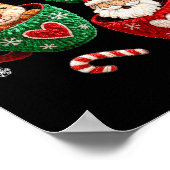 Santa Reindeer Gingerbread Faux Yarn Christmas Poster (Ecke)