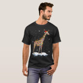 Santa Reindeer Giraffe Weihnachtslicht Santa Reind T-Shirt (Vorne ganz)