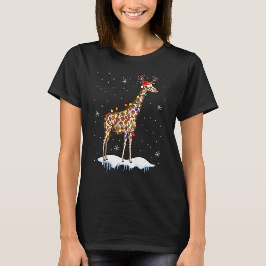 Santa Reindeer Giraffe Xmas Light Santa Reindeer G T-Shirt (Vorderseite)