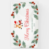 Santa Reindeer Holly Berries Weihnachten Banner (Vertikal)