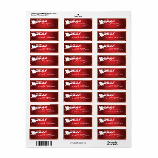 Santa & Reindeer in einem Sleigh Address Labels (Vorne)