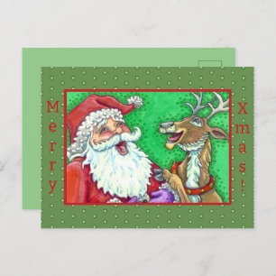 SANTA & REINDEER KNOCK KNOCK JOKES Funny Feiertagspostkarte