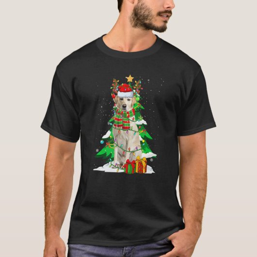 Santa Reindeer Labrador Retriever Dog Xmas Lights T-Shirt (Vorderseite)
