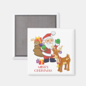 Santa & Reindeer Magnet (Vorderseite/Rückseite)