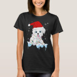 Santa Reindeer Maltese Christmas Tree Light Pajama T-Shirt<br><div class="desc">Santa Reindeer Maltese Weihnachtsbaum Light Pajama Xmas</div>