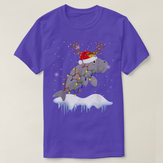 Santa Reindeer Manatee Xmas Light Santa Reindeer T-Shirt (Design vorne)