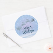 Santa & Reindeer Merry Christmas Winter Wonderland Runder Aufkleber (Umschlag)