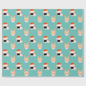 Santa Reindeer mit Mask Turquoise Blue Geschenkpapier (Flach)