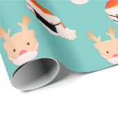 Santa Reindeer mit Mask Turquoise Blue Geschenkpapier (Rolleneckpunkt)
