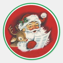 Santa & Reindeer Naughty oder Nice List Envelope Runder Aufkleber
