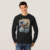 Santa Reindeer Over Great Wave Christmas T-Shirt (Vorne ganz)