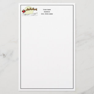 Santa Reindeer Over Snow Covered Town Lt Moon Briefpapier