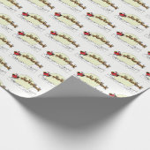 Santa Reindeer Over Snow Covered Town Lt Moon Geschenkpapier (Ecke)