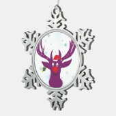 Santa Reindeer Pewter Snowflake Dekoration Schneeflocken Zinn-Ornament (Rechts)