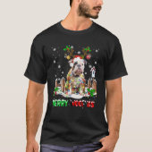 Santa Reindeer Pitbull Dog Weihnachtsleuchten T-Shirt (Vorderseite)