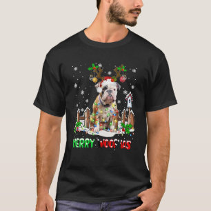 Santa Reindeer Pitbull Dog Weihnachtsleuchten T-Shirt