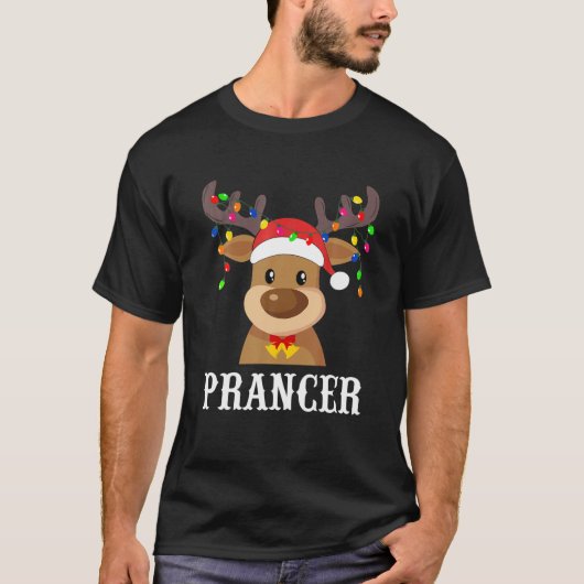 Santa Reindeer Prancier Xmas Group Kostüm T-Shirt (Vorderseite)