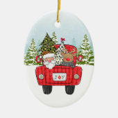 Santa Reindeer Red Truck Winterwald Kinder Keramik Ornament (Vorne)