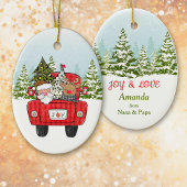 Santa Reindeer Red Truck Winterwald Kinder Keramik Ornament