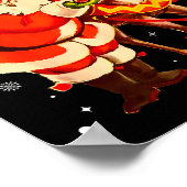 Santa Reindeer Retro 1950s Vintage Christmas Women Poster (Ecke)