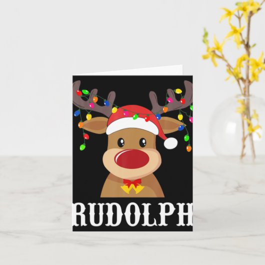 Santa Reindeer Rudolph Xmas Group Costume T Shirt Karte (Gelbe Blume)