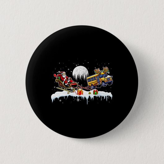 Santa Reindeer School Bus Weihnachtsfahrerteam Lo Button (Vorderseite)
