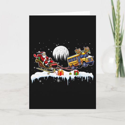 Santa Reindeer School Bus Weihnachtsfahrerteam Lo Karte (Vorderseite)