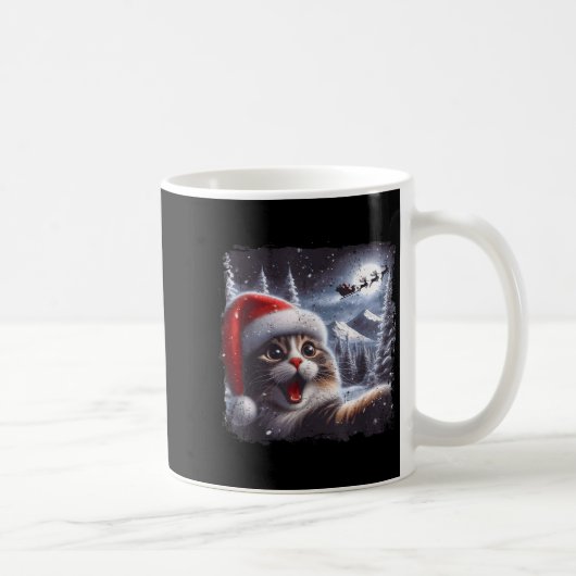 Santa Reindeer Selfie Cat Funny Christmas Tee Kaffeetasse (Rechts)