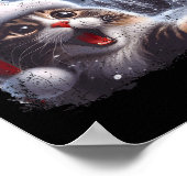 Santa Reindeer Selfie Cat Funny Christmas Tee Poster (Ecke)