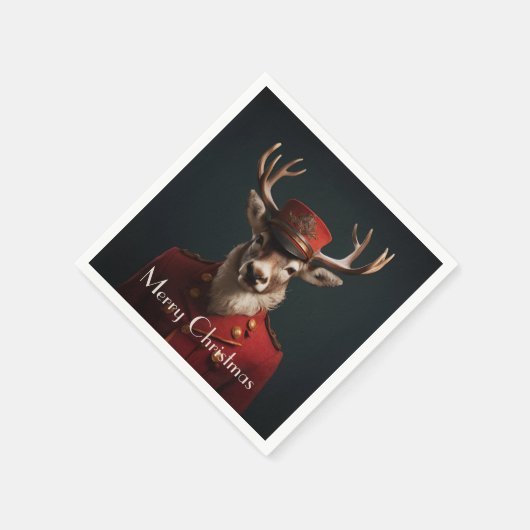 Santa Reindeer Serviette (Ecke)