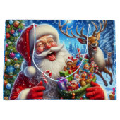 Santa Reindeer Share a Joke Add Child Große Geschenktüte (Vorderseite)