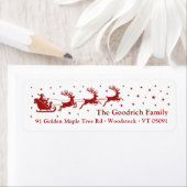 Santa Reindeer Sleigh Red Christmas Rücksendeadres (Insitu)