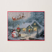 Santa Reindeer Sleigh Weihnachtsfeiertag Puzzle (Horizontal)