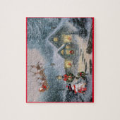 Santa Reindeer Sleigh Weihnachtsfeiertag Puzzle (Vertikal)