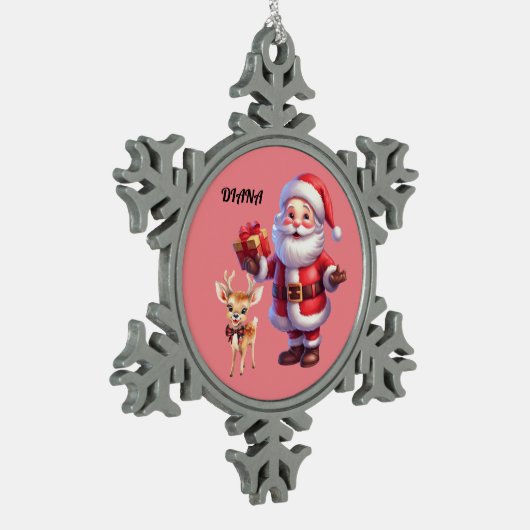 SANTA & REINDEER SNOWFLAKE ORNAMENT (Links)