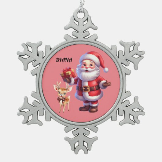 SANTA & REINDEER SNOWFLAKE ORNAMENT (Vorderseite)