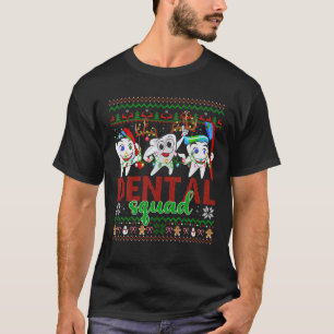Santa Reindeer Ugly Sweater Teeth Dental Squad Chr T-Shirt