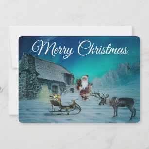 Santa Reindeer und Sleigh Feiertagskarte