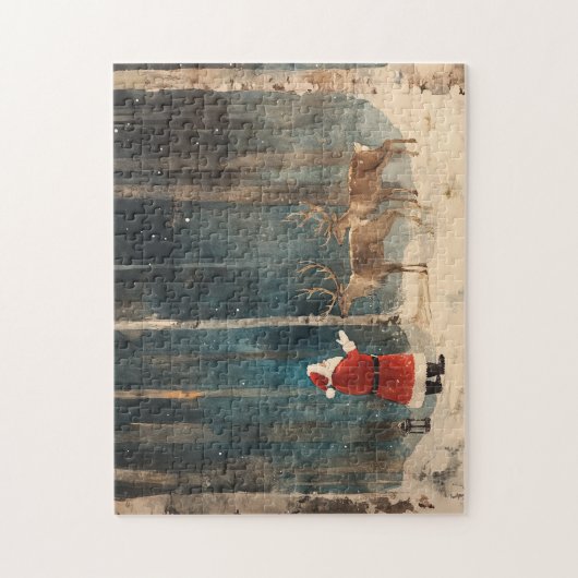 Santa Reindeer Vintage Puzzle (Vertikal)