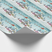 Santa Reindeer Weihnachten Vintage Szene Geschenkpapier (Ecke)