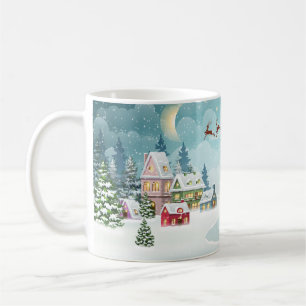 Santa Reindeer Weihnachten Vintage Szene Kaffeetasse