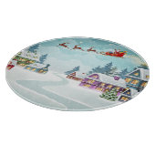 Santa Reindeer Weihnachten Vintage Szene Schneidebrett (Ecke)